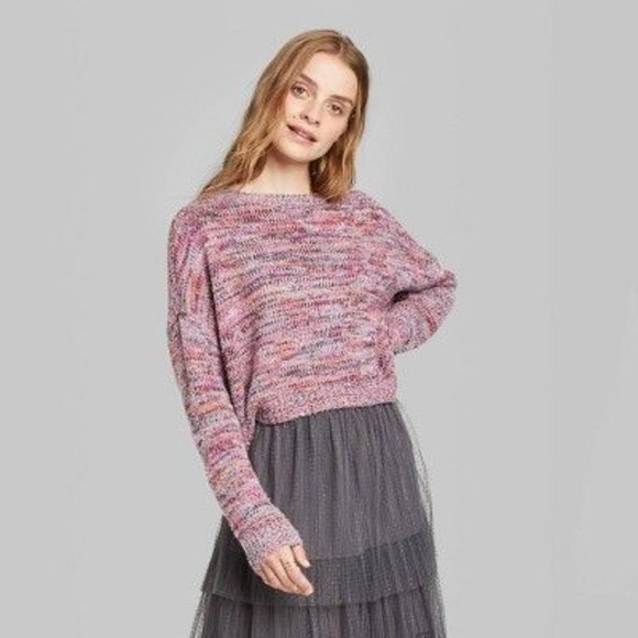 Wild Fable Crewneck Tinsel Sweater Pink Small - Picture 3 of 4